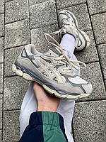 Сірі замшеві жіночі кросівки Asics Gel NYC 'White Grey' демісезонні повсякденні асікс гель