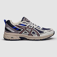 Сірі шкіряні жіночі кросівки Asics Gel-Venture 6 White Blue