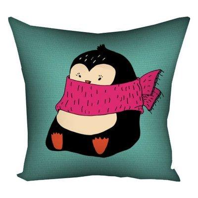 Подушка з принтом 50x50 см «Пінгвін в шарфі»