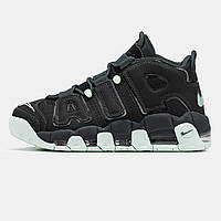 Чорні шкіряні чоловічі кросівки Nike Air More Uptempo 96 Демісезонні кросівки Найк Аптемпо