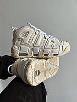 Білі шкіряні жіночі кросівки Nike Air More Uptempo Phantom