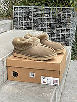 Зимові хакі замшеві жіночі Уггі Ugg Coquette Platform Chestnut на платформі натуральне хутро