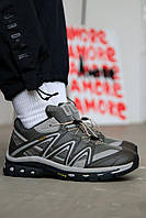 Зимові сірі чоловічі водонепроникні кросівки Salomon XA GTX Саломон гортекс на хутрі