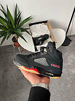 Зимові шкіряні чорні чоловічі кросівки Nike Air Jordan 5 Gore Tex Найк Джордан Водонепроникні термо