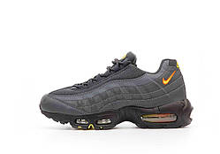 Сірі шкіряні чоловічі кросівки Nike Air Max 95 на осінь / Демісезонні Найк Аір Макс 95