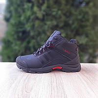 Зимові чорні шкіряні чоловічі кросівки Adidas Terrex ClimaProof / Зима Адидас Терекс Клімапруф на хутрі