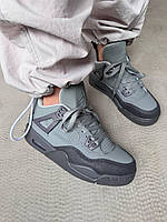 Сірі жіночі шкіряні кросівки Nike Air Jordan 4 / Демісезон Найк аїр Джордан 4