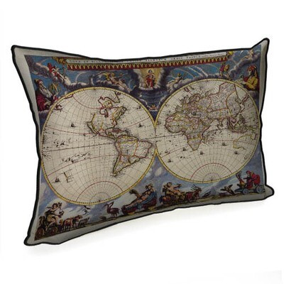 Подушка декоративна 45х32 см (мішковина) «Стара карта»