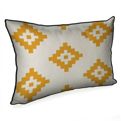 Подушка декоративна 45х32 см (мішковина) «Жовті геометричні ромби на білому тлі»