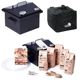 Двоярусна Коптильня для гарячого копчення зі сталі 1.5 мм. SmokeHouse S Thermo з термометром і сумкою