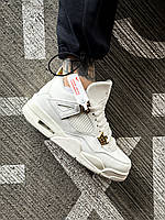 Білі чоловічі шкіряні кросівки Nike Air Jordan 4 Retro / Демісезон Найк аїр Джордан 4