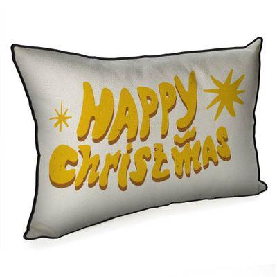 Подушка декоративна (мішковина) 45х32 см «Happy Christmas»