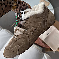 Зимові коричневі замшеві жіночі кросівки New Balance 530 SL Miu Miu Cinnamon Нью Беленс на хутрі