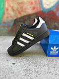 Чорні шкіряні чоловічі кросівки Adidas Superstar, фото 6