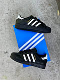 Чорні шкіряні чоловічі кросівки Adidas Superstar, фото 9