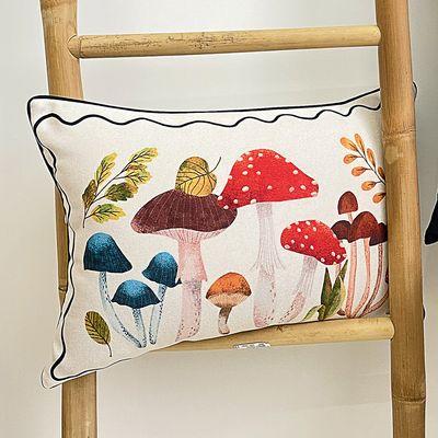 Подушка декоративна 45х32 см (мішковина) «Мухомори та поганки»