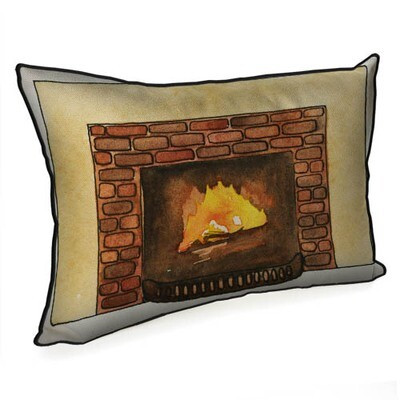 Подушка декоративна 45х32 см (мішковина) «Камін»