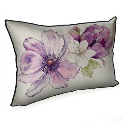 Подушка декоративна 45х32 см (мішковина) «Бузкові квіти»