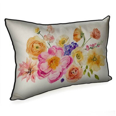 Подушка декоративна 45х32 см (мішковина) «Різичні квіти»