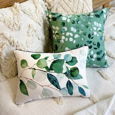 Подушка декоративна 45х32 см (мішковина) «Віточки»