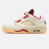 Білі шкіряні чоловічі кросівки Nike Air Jordan 5 Low Chinese New Year\ Найк аїр Джордан 5