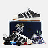 Чорні шкіряні чоловічі кросівки Adidas Superstar x Korn Демісезонні кросівки Адідас Суперстар, фото 8