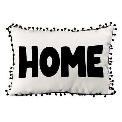 Подушка декоративна (мішковина) 45х32 см із помпонами «Home»