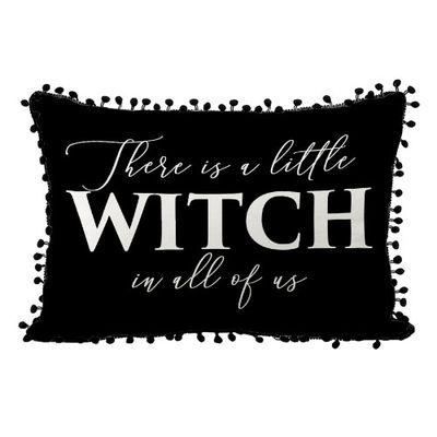 Подушка декоративна (мішковина) 45х32 см із помпонами «Witch»