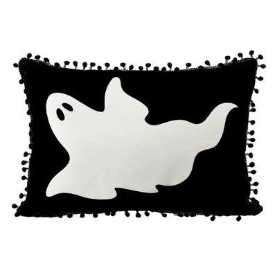 Подушка декоративна (мішковина) 45х32 см із помпонами «Примара»