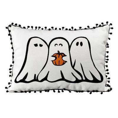 Подушка декоративна (мішковина) 45х32 см із помпонами «Примари»