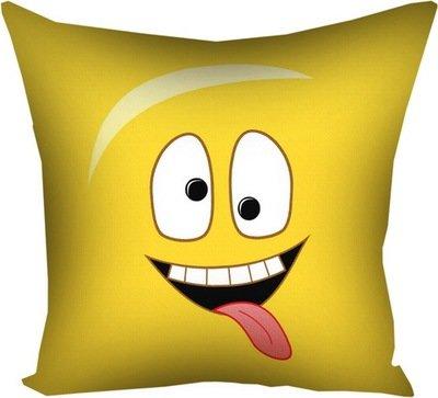 Подушка з принтом 50x50 см «Смайлик з язиком»