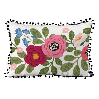 Подушка декоративна (мішковина) 45х32 см із помпонами «Мальви»