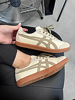 Бежеві шкіряні жіночі кросівки Asics Onitsuka Tiger Tokuten Beige Асікс Тайгер Демісезонні повсякденні купити