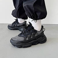 Сірі шкіряні чоловічі кросівки Adidas Ozweego Демісезонні кросівки Адідас Озвіго