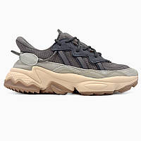 Сірі шкіряні чоловічі кросівки Adidas Ozweego Демісезонні кросівки Адідас Озвіго