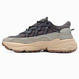 Сірі шкіряні чоловічі кросівки Adidas Ozweego Демісезонні кросівки Адідас Озвіго, фото 3