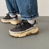 Бежеві шкіряні жіночі кросівки Adidas Ozweego Демісезонні кросівки Адідас Озвіго