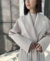 Длинное демисезонное женское кашемировое пальто с поясом Pазмеры 40- 50