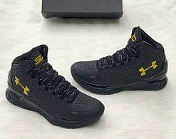 Чорні баскетбольні чоловічі кросівки Under Armour Curry 1 Blackout Високі кросівки демісезонні Андер Армор Карі