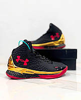 Чорні баскетбольні чоловічі кросівки Under Armour Curry 1 Black Gold Високі кросівки демісезонні Андер Армор Карі
