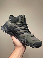 Зимові оливкові чоловічі термо кросівки Adidas Terrex Swift R2 Mid Gore-Tex / Зима Адидас Терекс Свіфт Гортекс