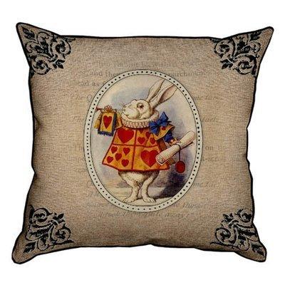 Подушка декоративна 45х45 см (мішковина) Білий кролик