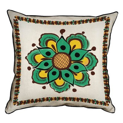 Подушка декоративна 45х45 см (мішковина) Квітка Мистецтво