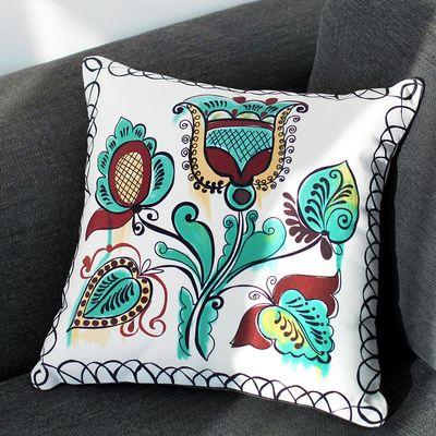 Подушка декоративна 45х45 см (мішковина) Чар-квітка