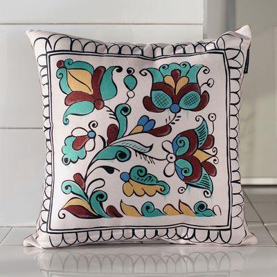 Подушка декоративна 45х45 см (мішковина) Дивовижні квіти