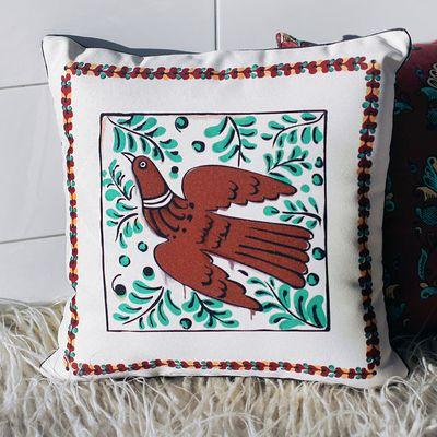 Подушка декоративна 45х45 см (мішковина) Птаха