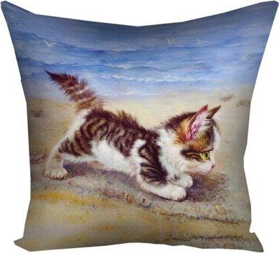 Подушка з принтом 50x50 см «Котеня на морі»