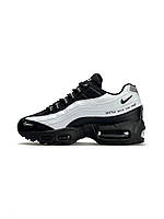 Чорно-білі шкіряні жіночі кросівки Nike Air Max 95 / Демісезонні кросівки Найк аір макс