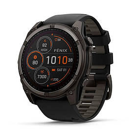 Garmin Fenix ​​8 Solar cмарт-часы 51 мм Sapphire Carbon Gray Titanium with Black Silicone Band 010-02907-11