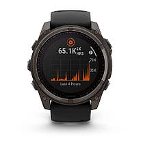 Garmin Fenix 8 Solar cмарт-часы 51 мм Sapphire Carbon Gray Titanium with Black Silicone Band 010-02907-11, фото 3